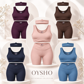 ست ورزشی زنانه اویشو سهتکه مدل OYSHO | نیمتنه + شلوارک بایکر + هدبند